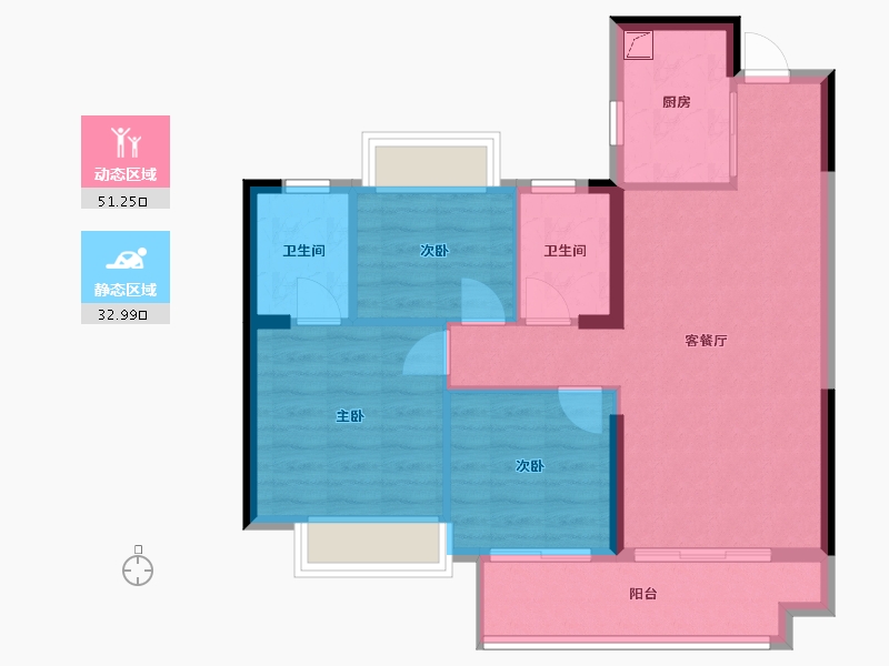 福建省-宁德市-龙芝锦绣兰庭-75.41-户型库-动静分区