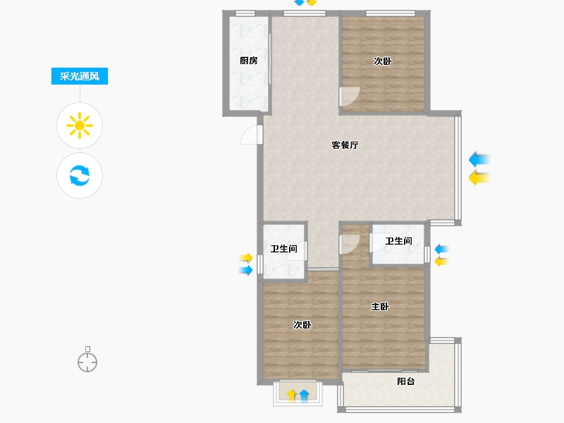 河北省-石家庄市-盛馨苑-110.00-户型库-采光通风