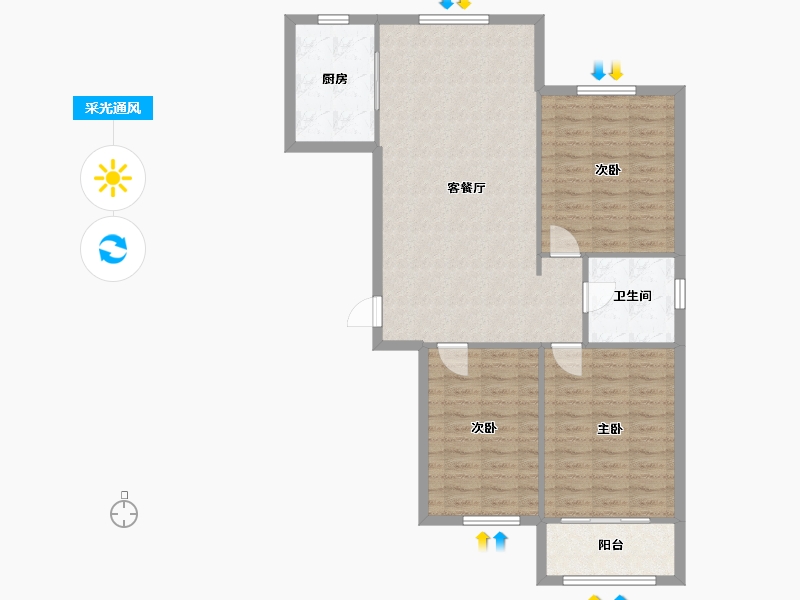 宁夏回族自治区-银川市-芦花洲小区-107.00-户型库-采光通风