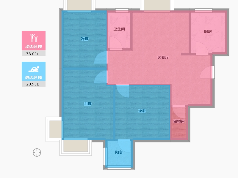 上海-上海市-金禾新苑-80.00-户型库-动静分区