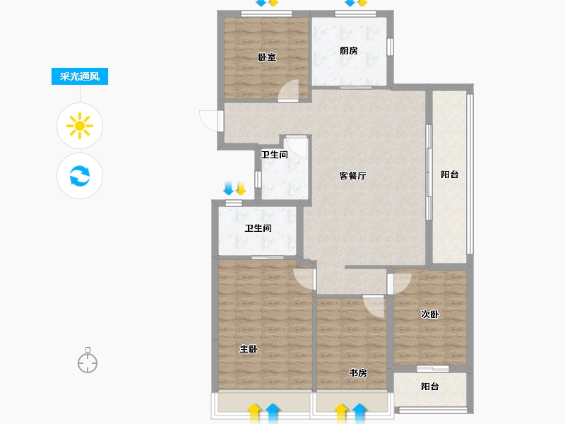 浙江省-杭州市-大家中天云翠金澜府-110.40-户型库-采光通风