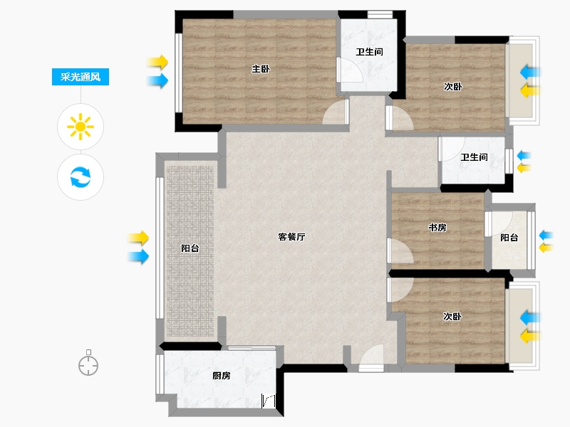 四川省-成都市-绿城桂语麓境-110.93-户型库-采光通风