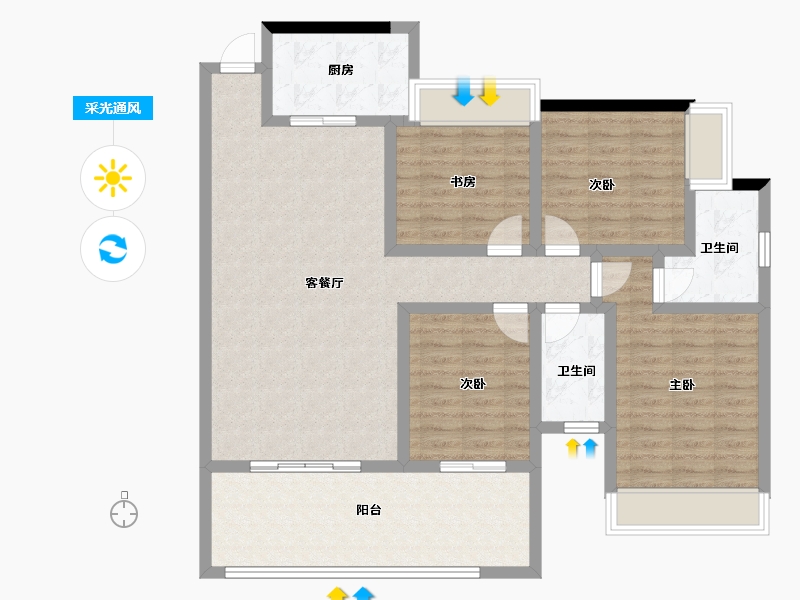 海南省-海口市-文博映樾-111.76-户型库-采光通风