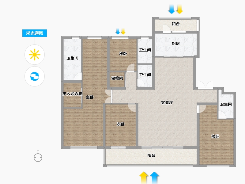 浙江省-杭州市-建发华发江月望云-200.00-户型库-采光通风