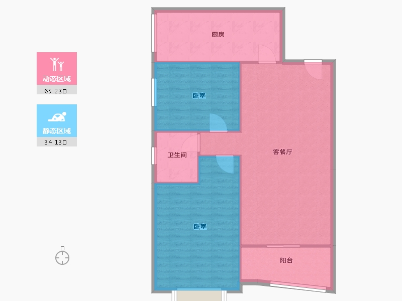 河南省-郑州市-府苑公寓-91.68-户型库-动静分区