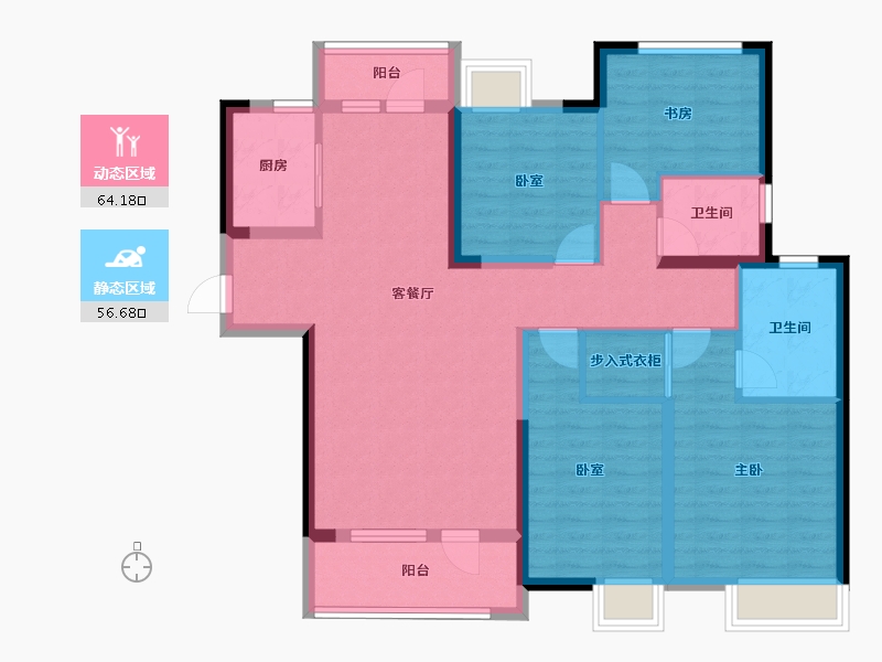 湖北省-武汉市-东湖风光-107.40-户型库-动静分区