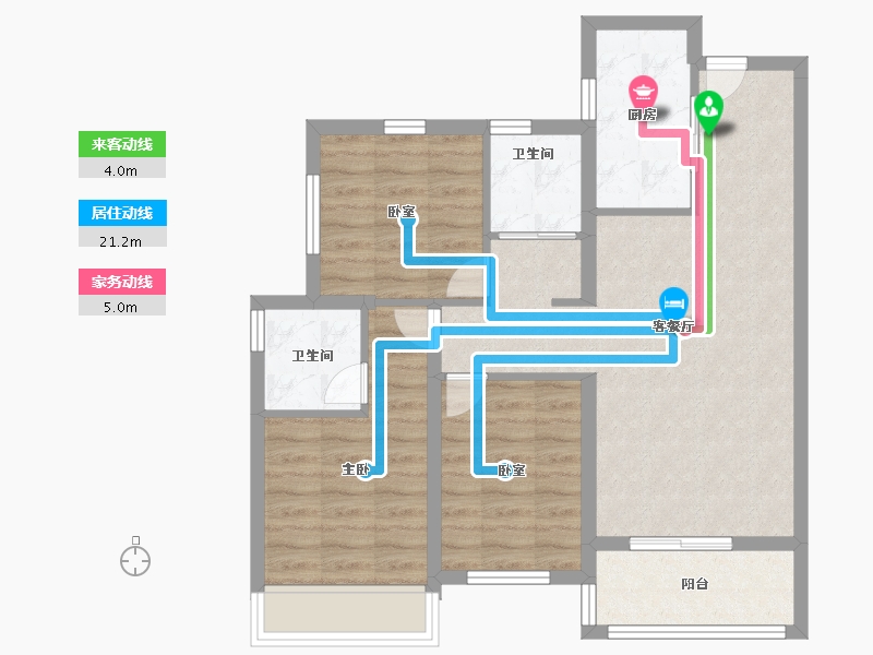 海南省-海口市-保利招商龙誉-76.00-户型库-动静线