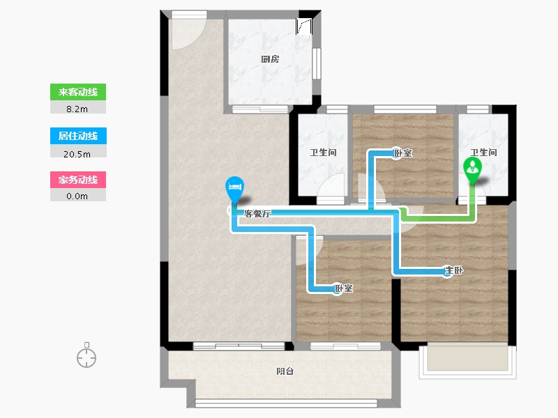 浙江省-湖州市-碧桂园云望里-85.36-户型库-动静线