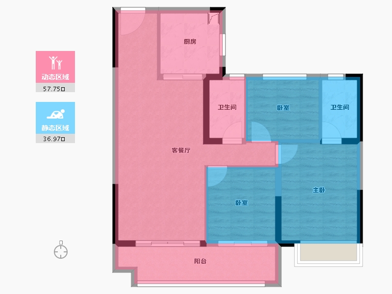 浙江省-湖州市-碧桂园云望里-85.36-户型库-动静分区