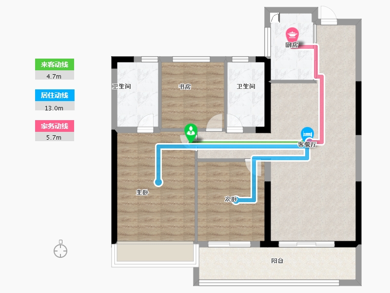 浙江省-杭州市-紫阅云宸里-88.00-户型库-动静线