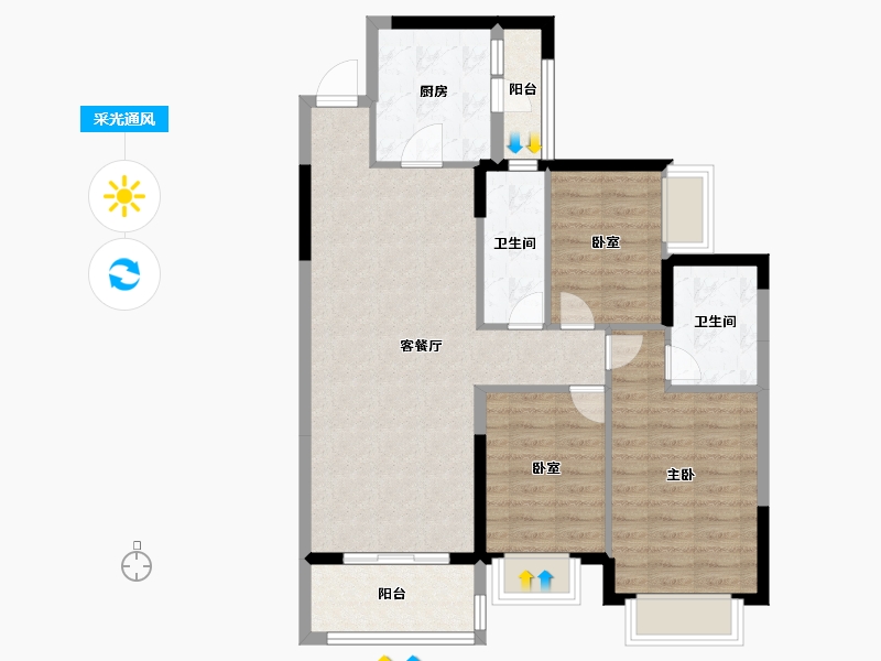 广东省-广州市-广州恒大悦府-84.80-户型库-采光通风