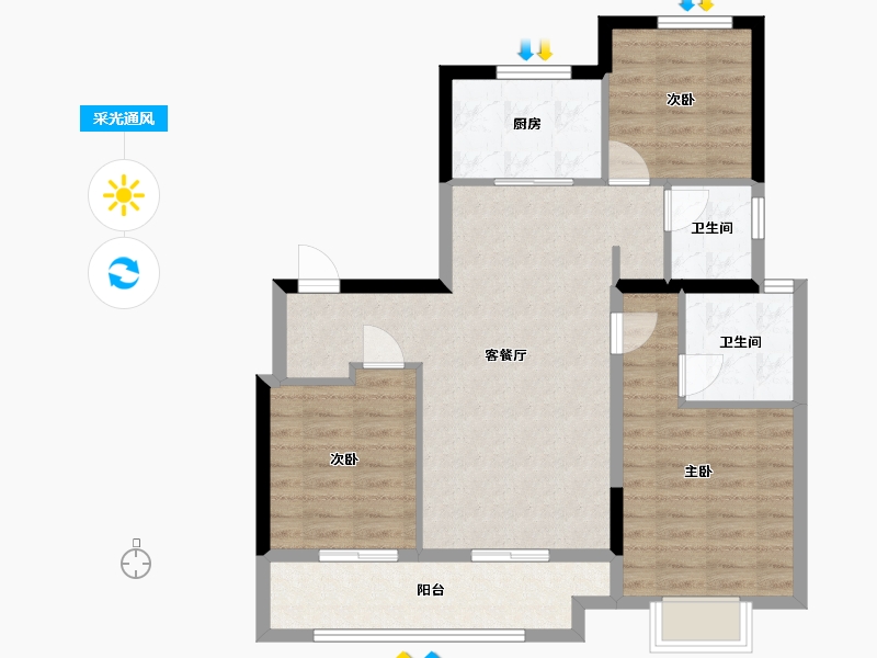 山东省-济南市-万科时代之光-83.00-户型库-采光通风