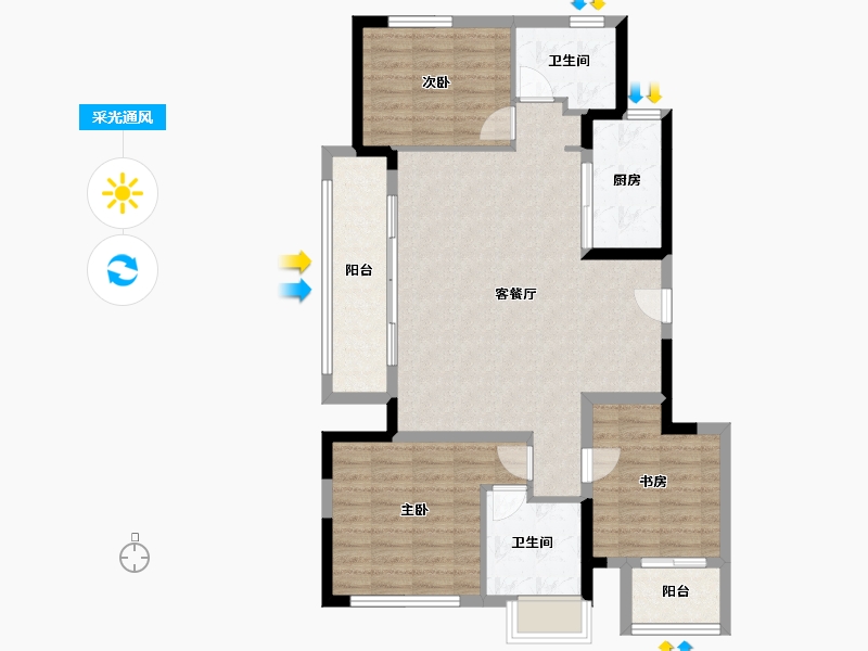 四川省-成都市-绿城桂语麓境-94.97-户型库-采光通风