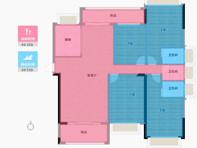 广东省-梅州市-鸿泰瑞璟花园-121.52-户型库-动静分区