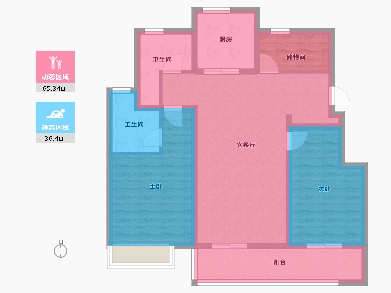 浙江省-杭州市-如沐清晖城-90.31-户型库-动静分区