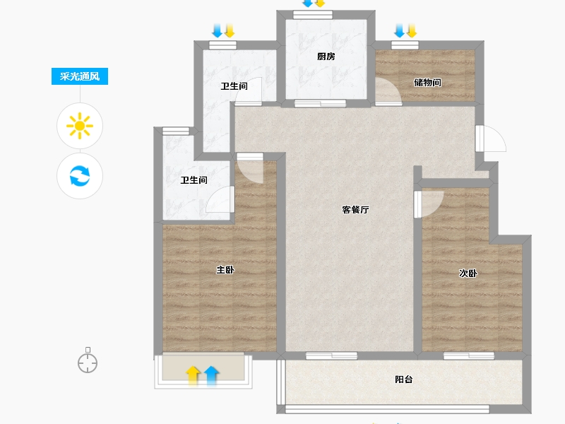 浙江省-杭州市-如沐清晖城-90.31-户型库-采光通风