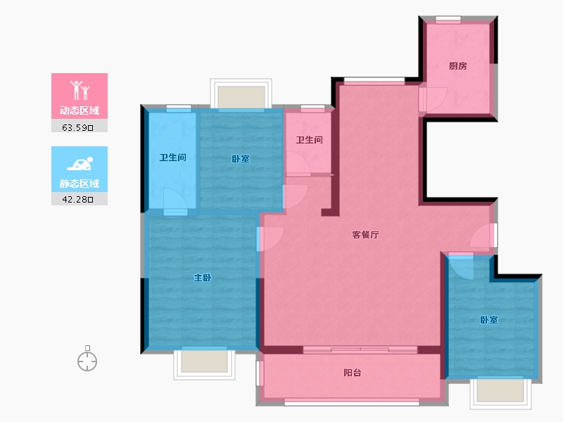 江苏省-南京市-钟山峰景-95.00-户型库-动静分区