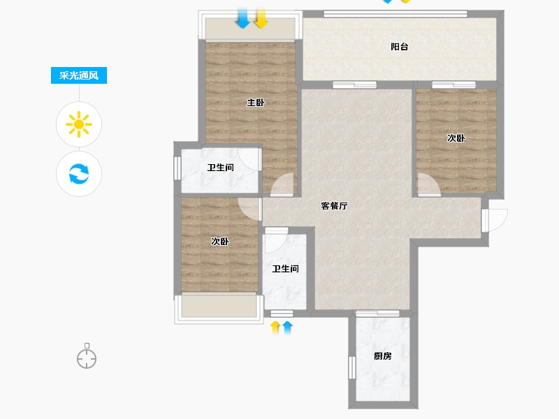 海南省-海口市-文博映樾-91.62-户型库-采光通风