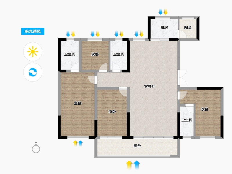 山东省-济南市-玖城壹品-135.47-户型库-采光通风