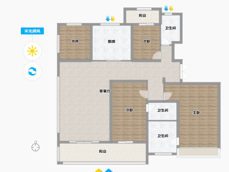 浙江省-杭州市-建发华发江月望云-180.00-户型库-采光通风