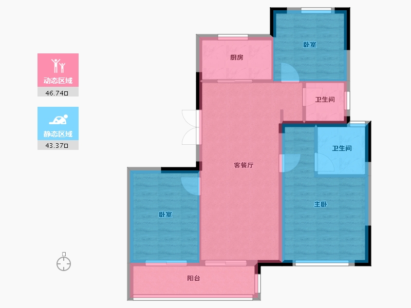 浙江省-杭州市-杭房众安·未珂宸铭府-81.33-户型库-动静分区