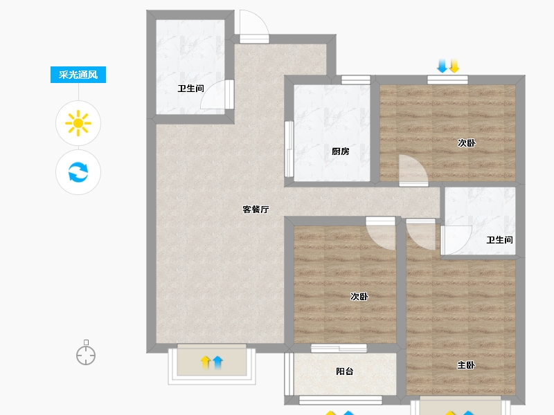 山西省-晋中市-阳光尚品-96.00-户型库-采光通风