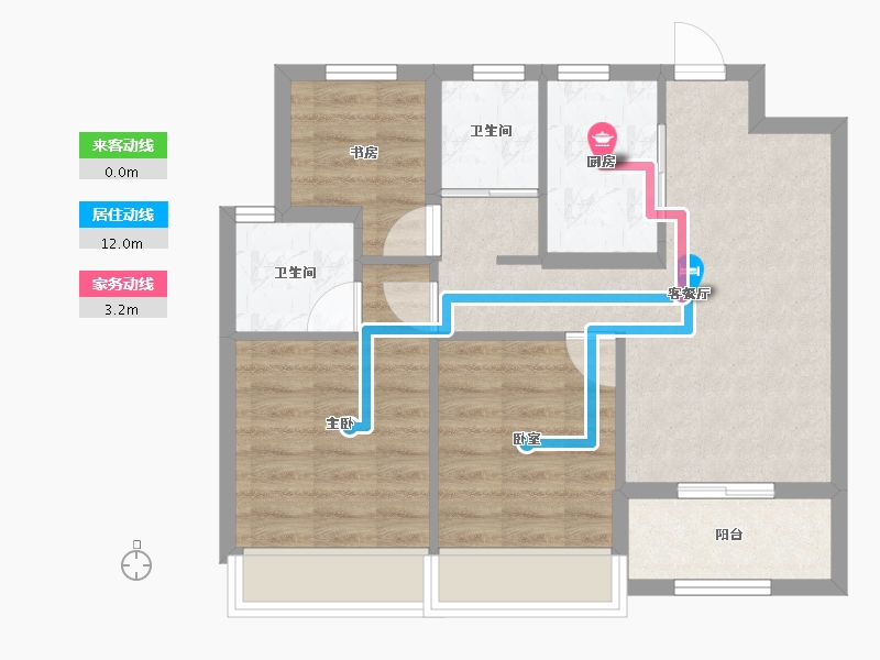 浙江省-杭州市-蓝城·春风里-62.25-户型库-动静线