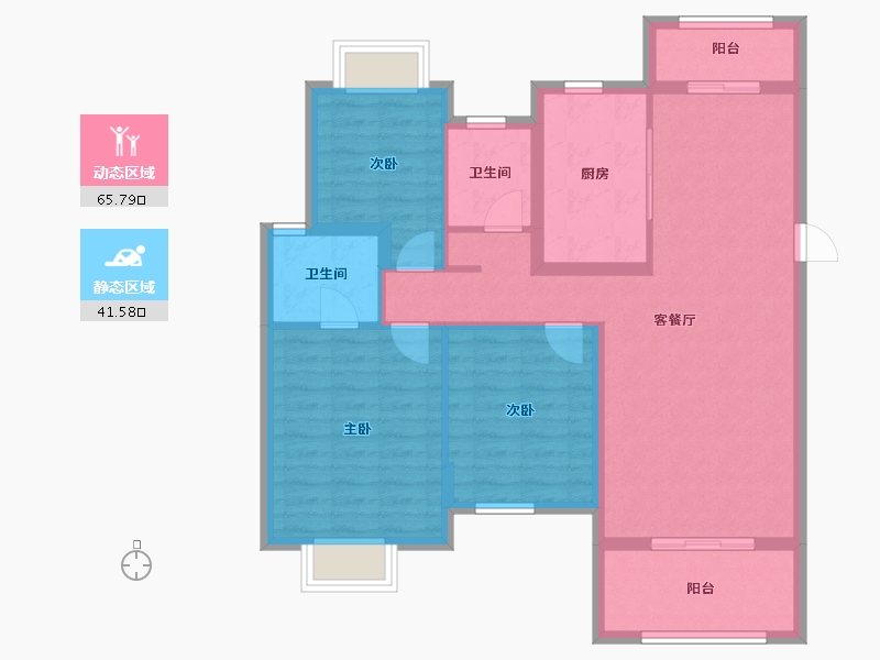 江西省-九江市-浔阳·滨江天悦-96.31-户型库-动静分区