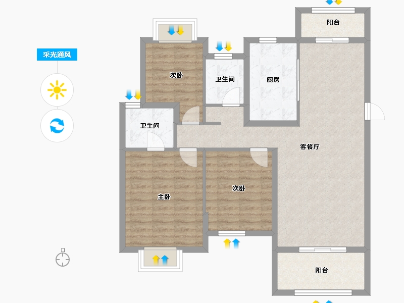 江西省-九江市-浔阳·滨江天悦-96.31-户型库-采光通风