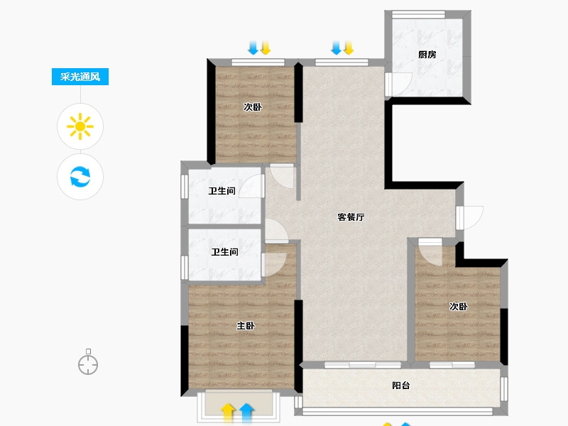 江苏省-南京市-钟山峰景-88.00-户型库-采光通风