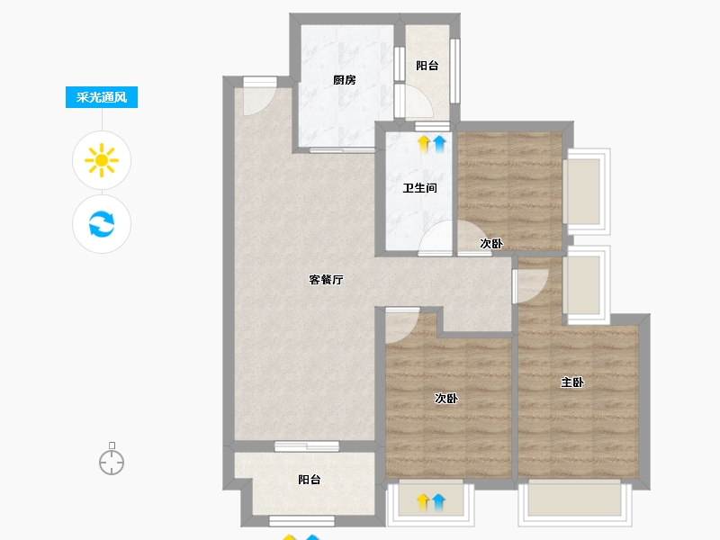 广东省-深圳市-华润置地未来城公寓-72.81-户型库-采光通风