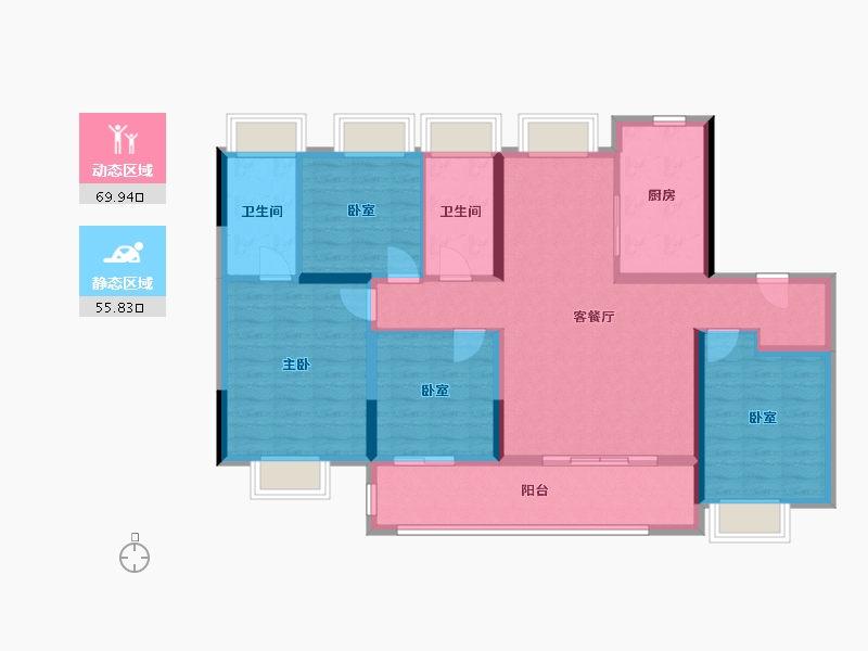 江苏省-南通市-绿城·桂语朝阳-112.79-户型库-动静分区