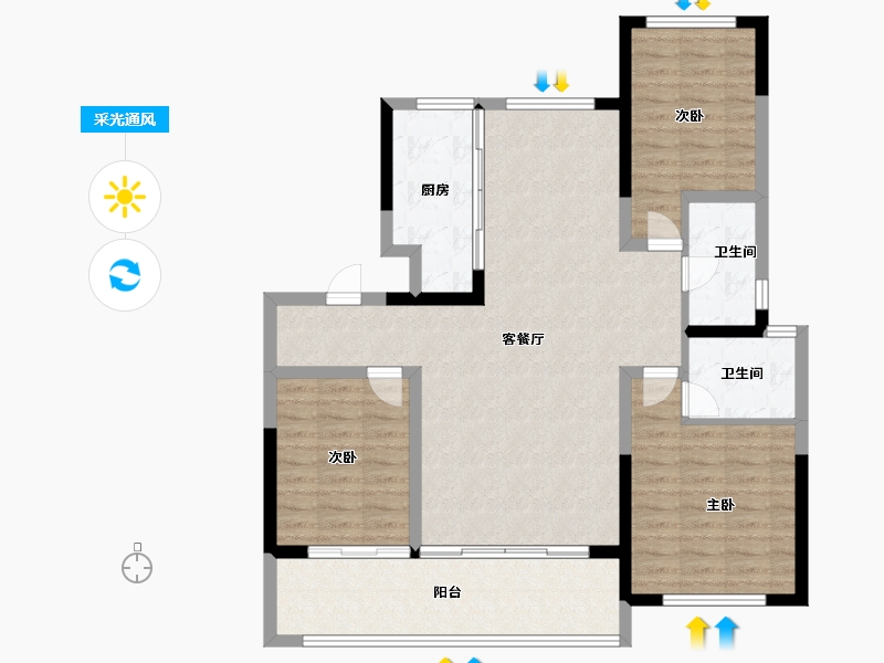 山东省-济南市-玖城壹品-105.00-户型库-采光通风