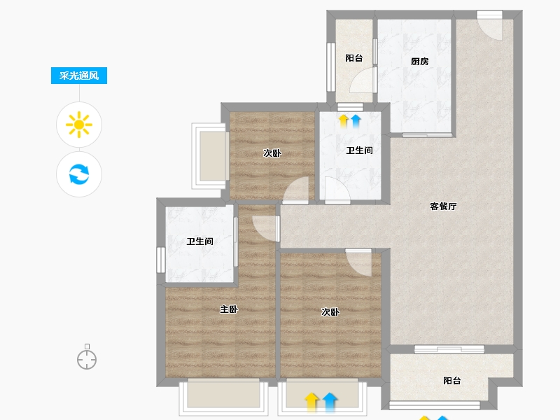 广东省-深圳市-华润置地未来城公寓-83.20-户型库-采光通风