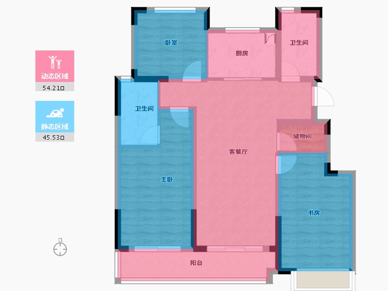 浙江省-湖州市-大家满园山色-88.75-户型库-动静分区