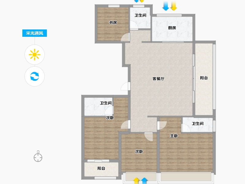 浙江省-杭州市-建发华发江华玺云-139.06-户型库-采光通风