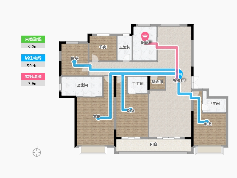 浙江省-杭州市-滨江·枫汀云邸-207.29-户型库-动静线