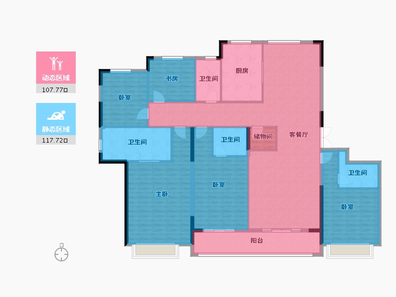 浙江省-杭州市-滨江·枫汀云邸-207.29-户型库-动静分区