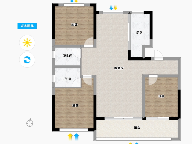 山东省-济南市-玖城壹品-98.69-户型库-采光通风