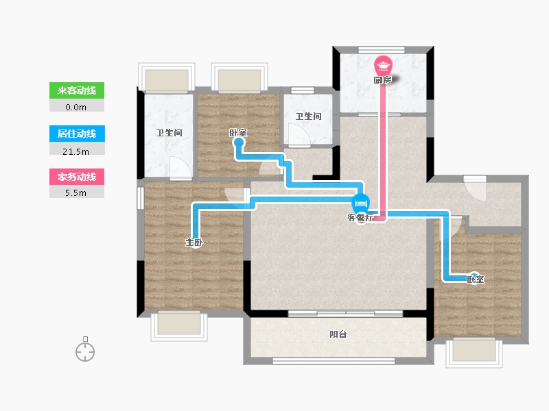 江苏省-南通市-绿城·桂语朝阳-102.40-户型库-动静线