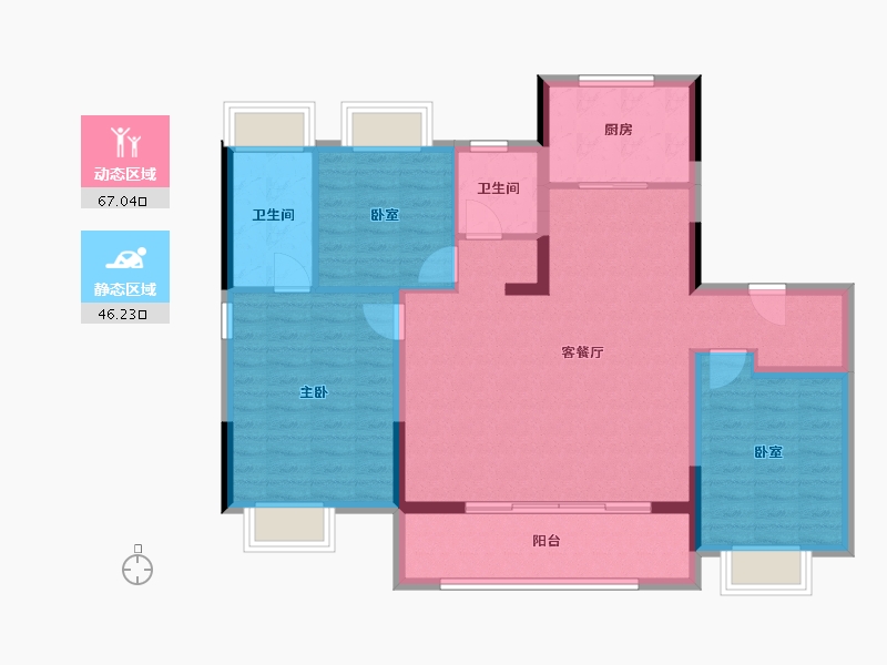 江苏省-南通市-绿城·桂语朝阳-102.40-户型库-动静分区