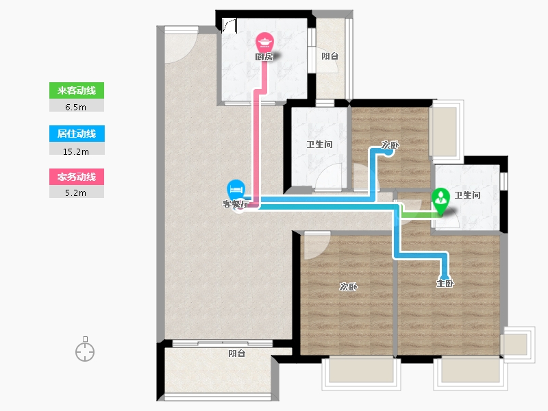 广东省-广州市-凯德·双桥新作-90.19-户型库-动静线