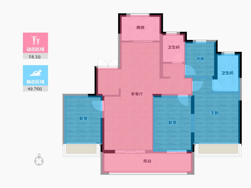 浙江省-杭州市-滨江枫翠云轩-96.75-户型库-动静分区