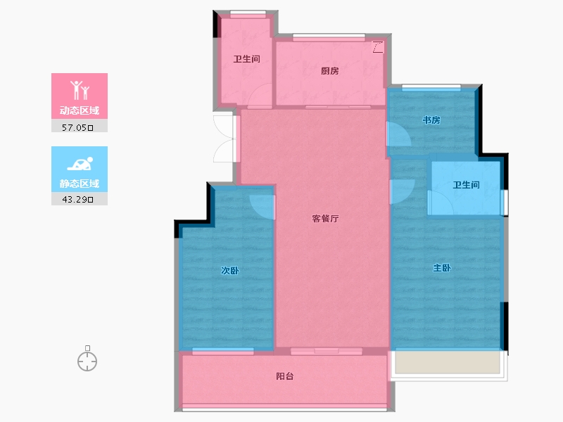 浙江省-杭州市-银昇·隐舟府-91.23-户型库-动静分区