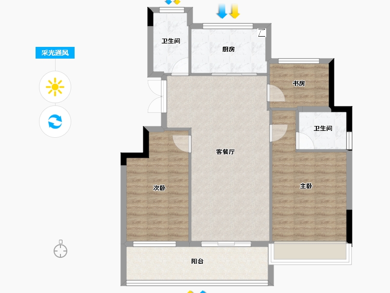 浙江省-杭州市-银昇·隐舟府-91.23-户型库-采光通风