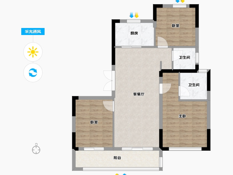 浙江省-杭州市-杭房众安·未珂宸铭府-82.20-户型库-采光通风