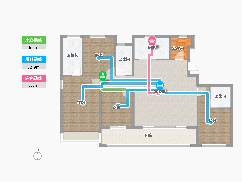 浙江省-杭州市-大家中天云翠金澜府-134.40-户型库-动静线