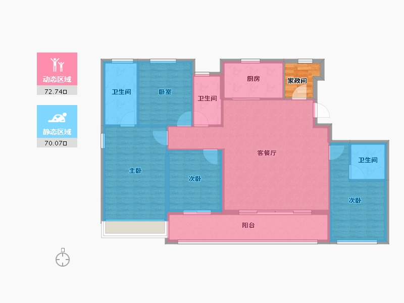 浙江省-杭州市-大家中天云翠金澜府-134.40-户型库-动静分区