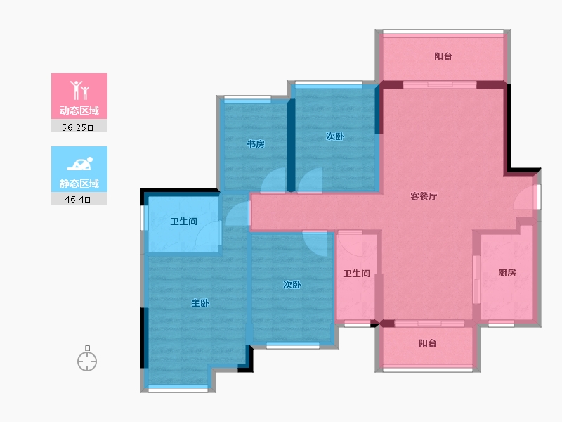 广东省-惠州市-联泰香域雅园-91.77-户型库-动静分区