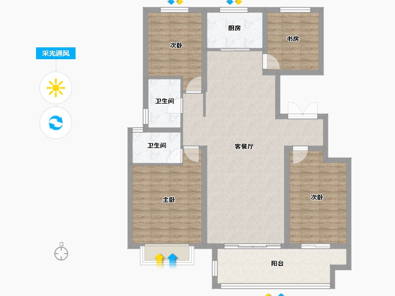 山东省-临沂市-水榭丽都-127.00-户型库-采光通风